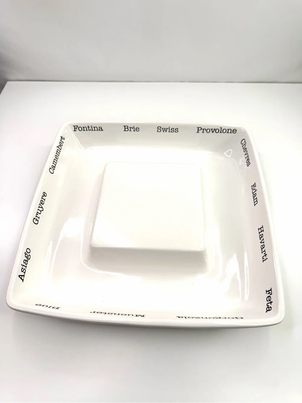 Mudpie White Square Ceramic Cheese Charcuterie Serving Platter